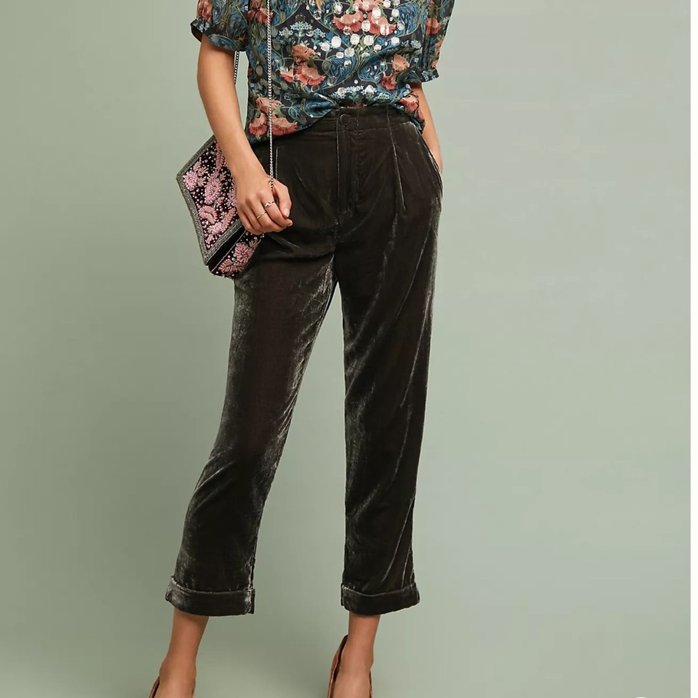Anthro | Ett:wa velvet cuffed trousers